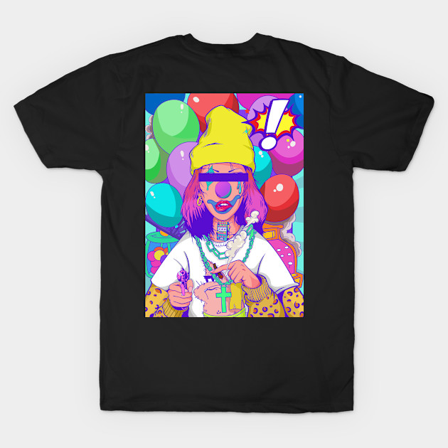 Colorful blind folded joker with many ballons illustration by slluks_shop